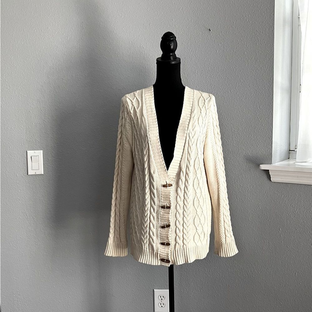 Mango Cardigan cream Size L Cotton, button down, long sleeve